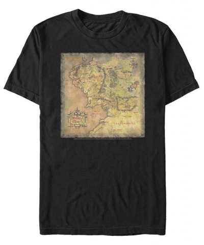 Men's Lord of The Rings 1 Lord of The Rings Map Short Sleeve T-shirt Black $15.75 T-Shirts