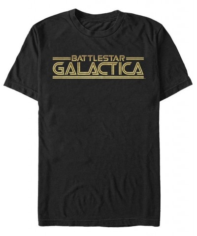 Battlestar Galactica Men's Retro Gold Logo Short Sleeve T-Shirt Black $19.24 T-Shirts