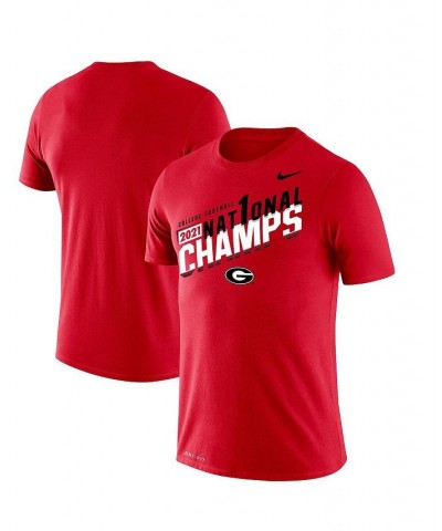 Men's Red Georgia Bulldogs College Football Playoff 2021 National Champions Slant T-shirt $21.59 T-Shirts