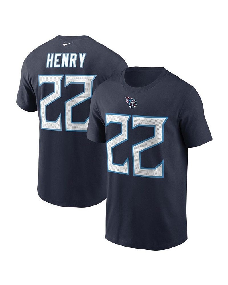 Men's Derrick Henry Navy Tennessee Titans Name and Number T-shirt $21.59 T-Shirts